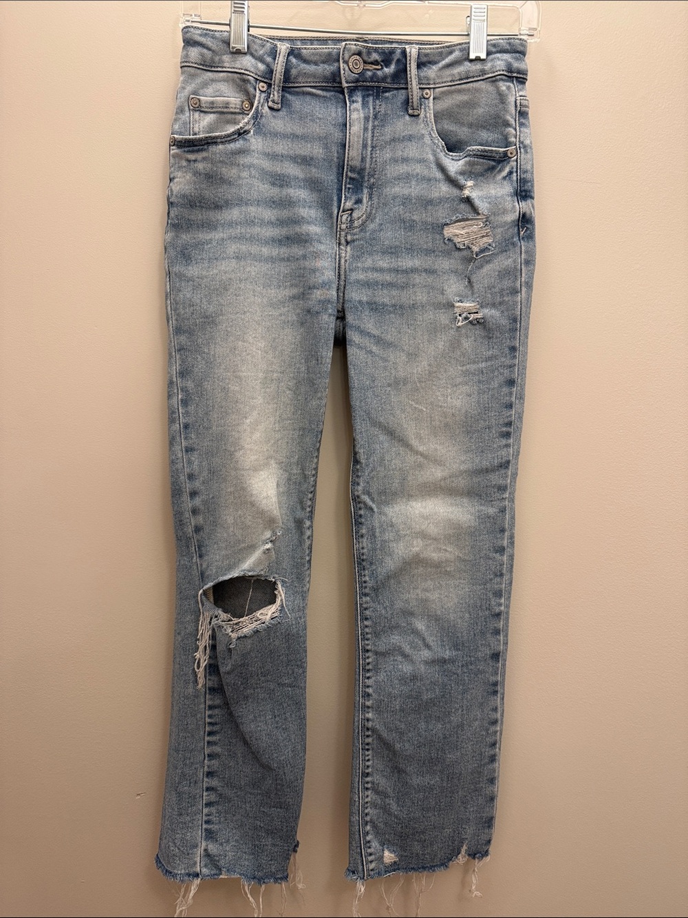 WASH Eunina Emery High-Rise Cropped Boot Distressed Light Blue Jeans